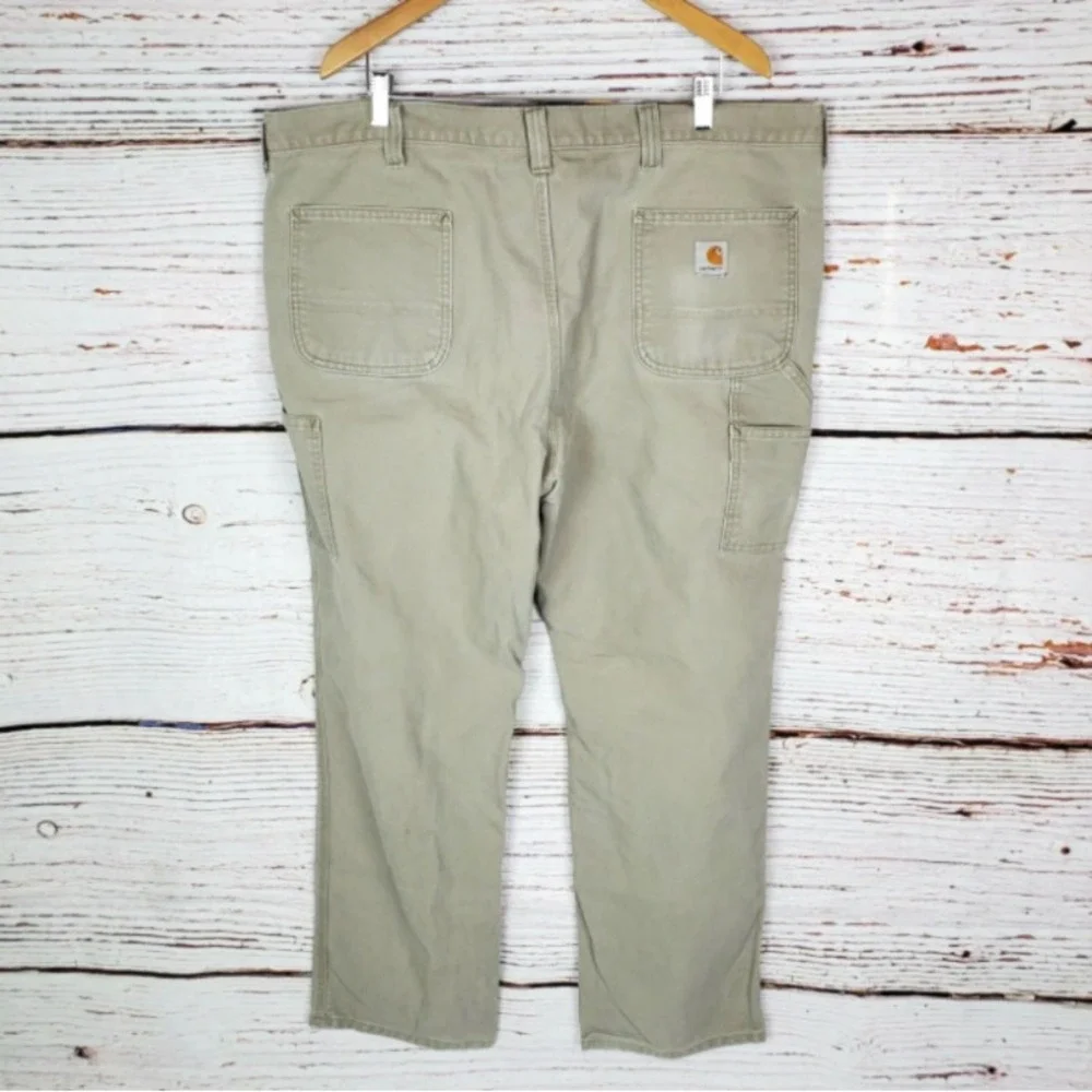 Carhartt Canvas Work Dungaree Carpenter Pants Men's‎ 42x32 Beige